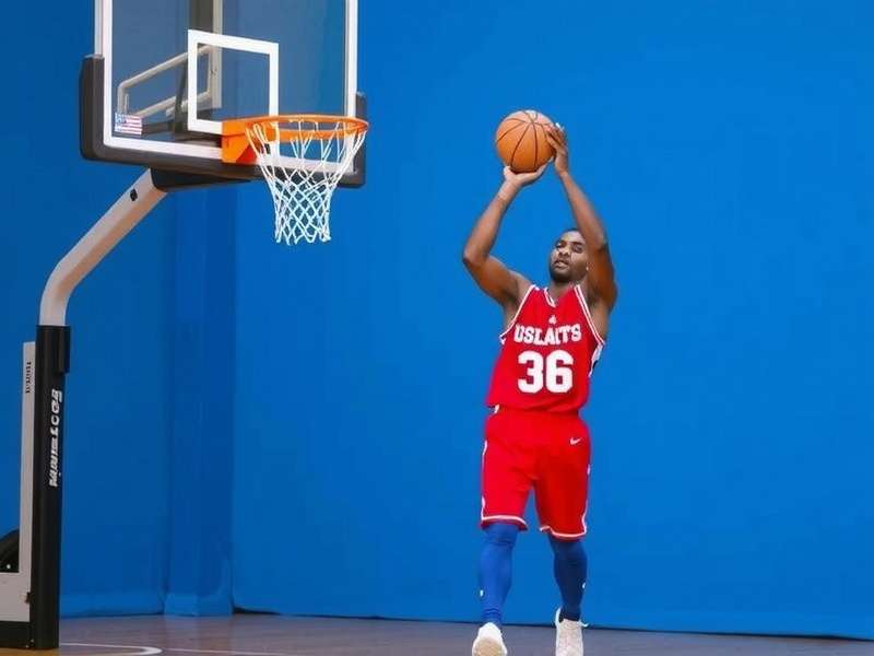 Hoops Challenge IN pro player demonstrating a shooting technique